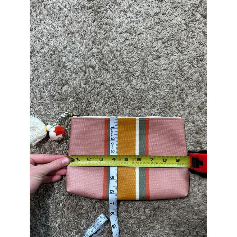 Madewell Canvas Striped Makeup Bag Tassel Zipper Pouch Boho Travel‎ Toiletry